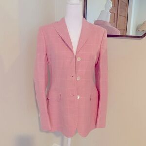 BROOKS BROTHERS Women blazer jacket sports coat size 2 pink white made in Italy